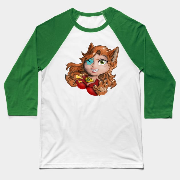 Chibi Fox with Eye of Odin Baseball T-Shirt by Furia And Mimma